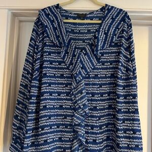 Blue and White Patterned Women's Top